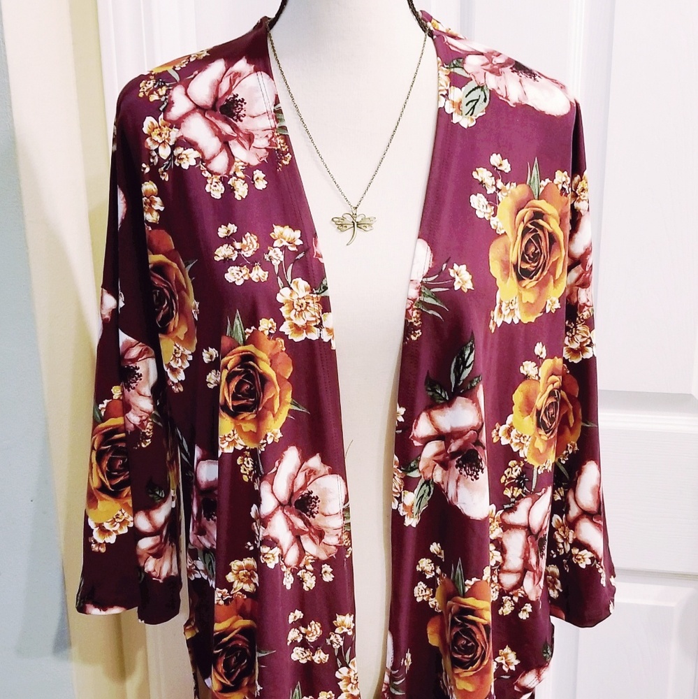 Burgundy Rose Cardigan
